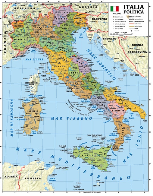 CARTINA ITALIA GEOGRAFICA MAPPA, STRADARIO, D'ITALIA, MAPPA 23